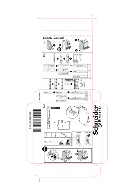 schneider施耐德OF+SD24 - Auxiliary for Multi9 - Instruction Sheet on Box